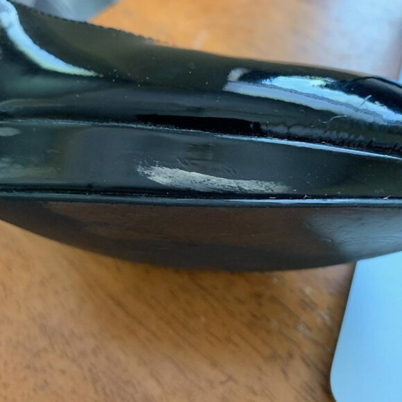 Tahari Black Patent Leather Lonnie Almond Toe Platform Pump Heel Size 7.5 - Picture 8 of 9